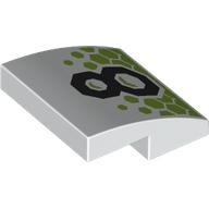 Slope Curved 2 x 2 x 2/3 with Black '8', Lime Octagons print (15068pr0028)