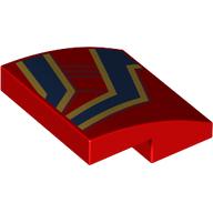 Slope Curved 2 x 2 x 2/3 with Gold/Dark Blue Stripes print (15068pr0090)