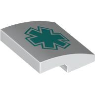 Slope Curved 2 x 2 x 2/3 with Dark Turquoise Star of Life print (15068pr0093)