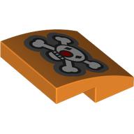 Slope Curved 2 x 2 x 2/3 with Skull and Bones, Red Nose print (15068pr0111)
