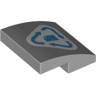 Slope Curved 2 x 2 x 2/3 with Medium Azure Paper Recycling Symbol on White Background print (15068pr0114)