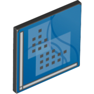 Road Sign Clip-on 2 x 2 Square [Thick Open O Clip] with Curved Blue Lines and Small Black Squares Print (15210pr0005)