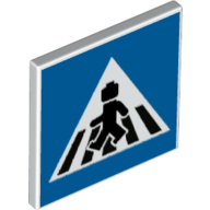 Road Sign Clip-on 2 x 2 Square [Thick Open O Clip] with Pedestrian Crossing on Blue Background Print (15210pr0006)