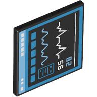 Road Sign Clip-on 2 x 2 Square with Medical Monitor, Graphs, Dark Azure Border print (15210pr0008)