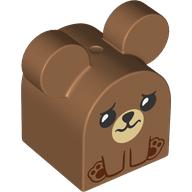 Duplo Brick 2 x 2 x 2 Curved Top with Round Ears, Sad Bear Print (15272pr0004)