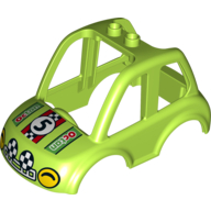Duplo Car Body High Cab 2 Top Studs with Yellow Headlights, '5' and 'Octan' Print (15452pr0004)