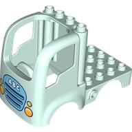 Duplo Car Body Truck 4 x 4 Flatbed with 4 Top Studs and Headlights and Medium Azure Grille with 'A B C' Print (15454pr0010)