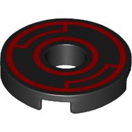 Tile Round 2 x 2 with Hole with Red Circles print (15535pr0012)