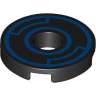 Tile Round 2 x 2 with Hole with Blue Circles print (15535pr0013)