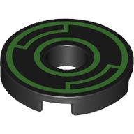 Tile Round 2 x 2 with Hole with Bright Green Circles print (15535pr0017)