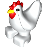 Duplo Animal Chicken / Hen with Red Comb and Wattle, Semi-Circular Eyes Print (16874pr0002)