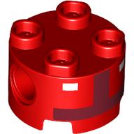 Brick Round 2 x 2, Pin Holes with Dark Red Toad Pit Crew Torso, White Buttons print (17485pr0012)