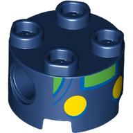 Brick Round 2 x 2, Pin Holes with Baby Luigi Torso, Green Shirt, Yellow Buttons print (17485pr0014)