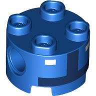 Brick Round 2 x 2, Pin Holes with Dark Blue Toad Pit Crew Torso, White Buttons print (17485pr0015)