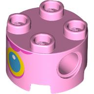 Brick Round 2 x 2, Pin Holes with Baby Peach Torso, Dark Pink Ruffle, Yellow and Blue Pendant print (17485pr0016)