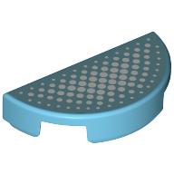 Tile Round 1 x 2 Half Circle with Dark Turquoise Surface, White Dots print (1748pr0001)