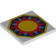 Tile 4 x 4 with Coral/Medium Lavender/Yellow Sun, Dark Blue Background in Octagon print (1751pr0001)
