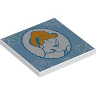 Tile 4 x 4 with Classic Cinderella Portrait on White Background, Bright Light Blue Border print (1751pr0007)