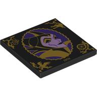 Tile 4 x 4 with Dark Purple/Lavender Maleficent Portrait, Gold Border, Symbols, '1959' print (1751pr0009)