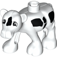 Duplo Animal Cow Baby (Calf) Front Leg Forward with Black Spots Print (18067pr0001)