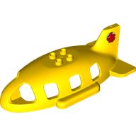 Duplo Airplane Midsize Fuselage Upper with Tail with Red Bunny print (18721pr0004)