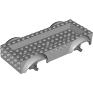 Vehicle Base 8 x 16 with Wheel Arches, Front and Side Studs, and 4 x 14 Recessed Studded Section, 3 Holes, Dark Bluish Gray Wheel Clip Pins (18937c01)