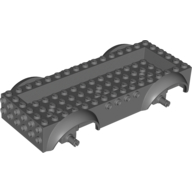 Vehicle Base 8 x 16 with Wheel Arches, Front and Side Studs, and 4 x 14 Recessed Studded Section, 3 Holes, Dark Bluish Gray Wheel Clip Pins (18937c01)
