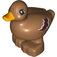 Duplo Animal Duck with Bright Light Orange Bill and Brown Feathers Print (19011pr0001)