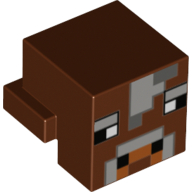 Minifig Head Special, Cube with Rear Ledge, Pixelated Light and Dark Bluish Gray Pixelated Face Print (Cow) (19727pr0001)