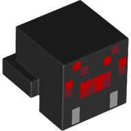 Minifig Head Special, Cube with Rear Ledge, Pixelated Red and Light Bluish Grey Face Print (Spider) (19727pr0011)