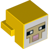 Minifig Head Special, Cube with Rear Ledge, Pixelated White and Tan Face, Dark Tan Outline with Pink Mouth Print (19727pr0020)
