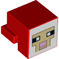 Minifig Head Special, Cube with Rear Ledge, Pixelated White and Tan Face, Dark Tan Outline with Pink Mouth Print (19727pr0020)