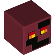 Minifig Head Special, Cube with Pixelated Face, Red, Orange, Yellow Square Eyes, Black Squares Print (19729pr0023)