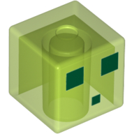 Minifig Head Special, Cube with Slime, 3 Dark Green Squares Print (19729pr2183)