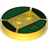 Function Brick Round 4 x 4 x 2/3 with 2 Studs and Green Arrow Logo Print (19981pr0070)