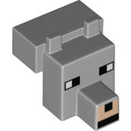 Animal Body Part, Head Blocky with Pixelated Face with Thin Eyes Print (Wolf) (20308pr0003)