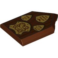 Tile Special 2 x 3 Pentagonal with Tan Shields/Crests, Lion print (22385pr0153)
