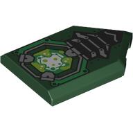 Tile Special 2 x 3 Pentagonal with Lime/Green Reactor, Black/silver Spine print (22385pr0160)