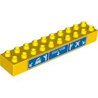 Duplo Brick 2 x 10 with 'Legoville', Train, and Airport Sign Print (2291pr0003)