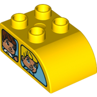 Duplo Brick 2 x 3 x 1 with Curved Top - 2 Windows on each Long Side with a Different Face in each of the 4 Windows (2302pr0010)
