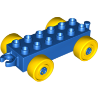 Duplo Car Base 2 x 6 with Yellow Wheels and Open Hitch End (2312c01)