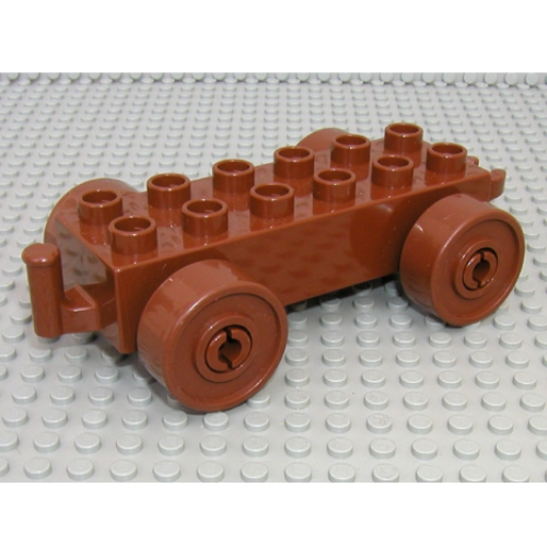 Duplo Car Base 2 x 6 with Brown Wheels and Open Hitch End (2312c04)