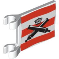 Flag 2 x 2 Square [Thin Clips] with Crossed Cannons over Red Stripes, No Outline Print (2335pr0001)