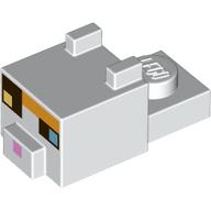 Animal Body Part, Cat Head 1 x 2 with Cube with Bright Light Yellow, Bright Light Blue Eyes, Bright Pink Nose, Bright Light Orange Forehead print (24008pr0008)