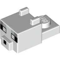 Animal Body Part, Cat Head 1 x 2 with Cube with Ears, Nose and Pixelated Face print (24008pr0078)