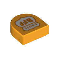 Tile 1 x 1 Half Circle with Shield, Orange 'Route BFF' print (24246pr0010)