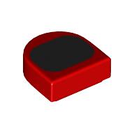 Tile Round 1 x 1 Half Circle with Black Rounded Triangle print (24246pr0052)