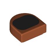 Tile Round 1 x 1 Half Circle with Black Rounded Triangle print (24246pr0052)