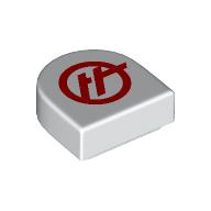 Tile Round 1 x 1 Half Circle with Red 'H' in Circle print (24246pr0054)