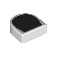 Tile Round 1 x 1 Half Circle with Black Surface, Silver Vent print (24246pr0057)